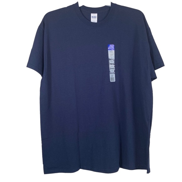 Gildan 2/$10 Adult XL Ultra Cotton Navy Blue Short Sleeve Crew Neck T-Shirts - Picture 2 of 7